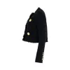 Collarless 4 Pockets Tweed Jacket in Black sold by MARAIS