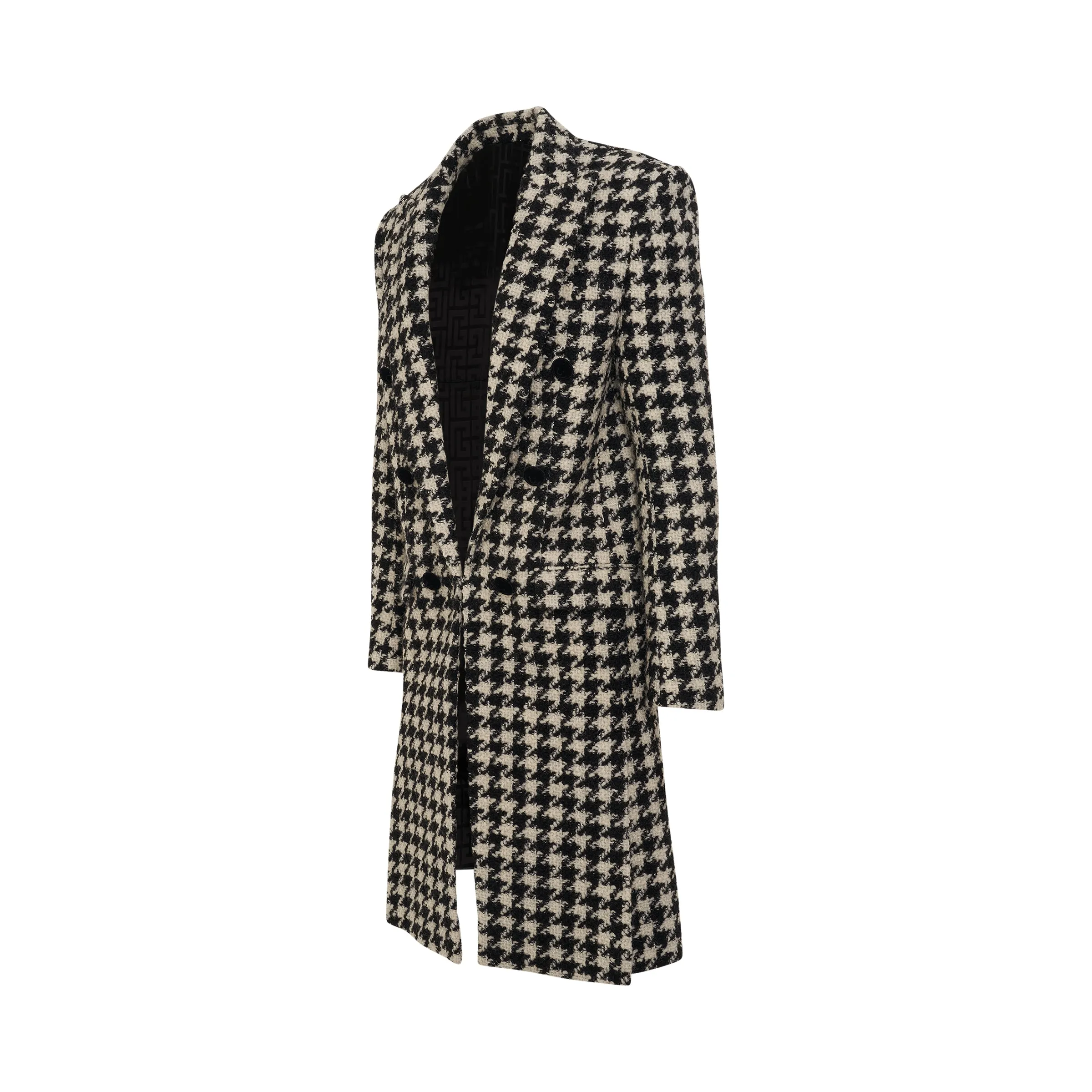 6 Button Houndstooth Tweed Coat in White/Black sold by MARAIS product image thumbnail 2