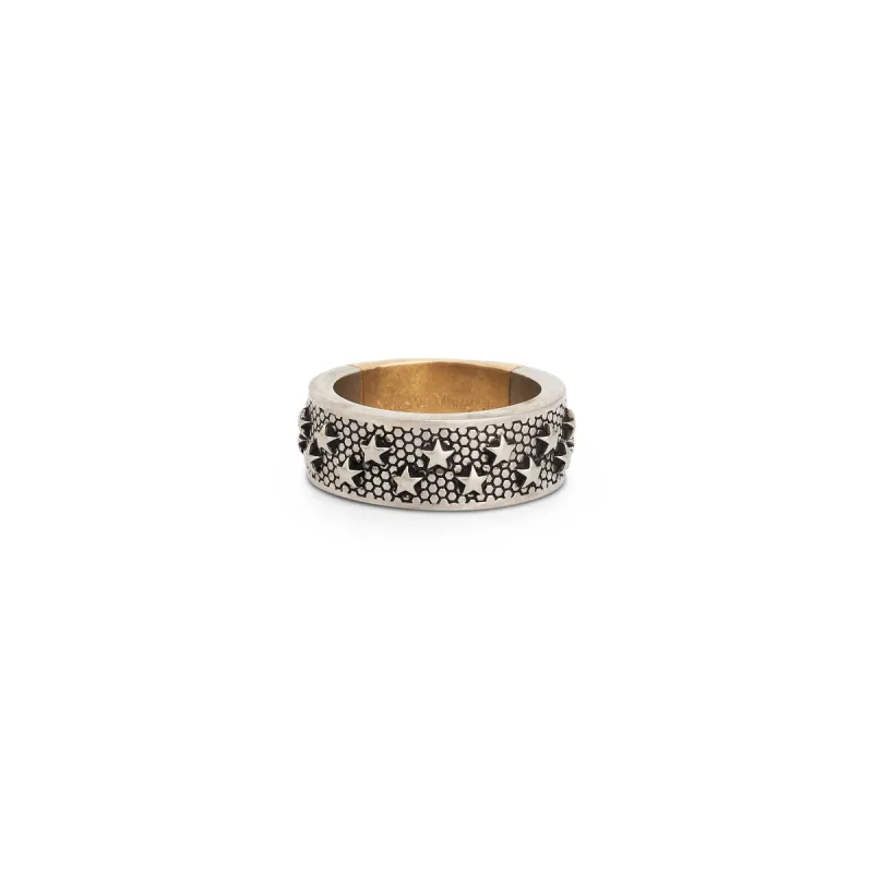 Metal Star Embossed Ring in Yellow Gold/Silver sold by MARAIS