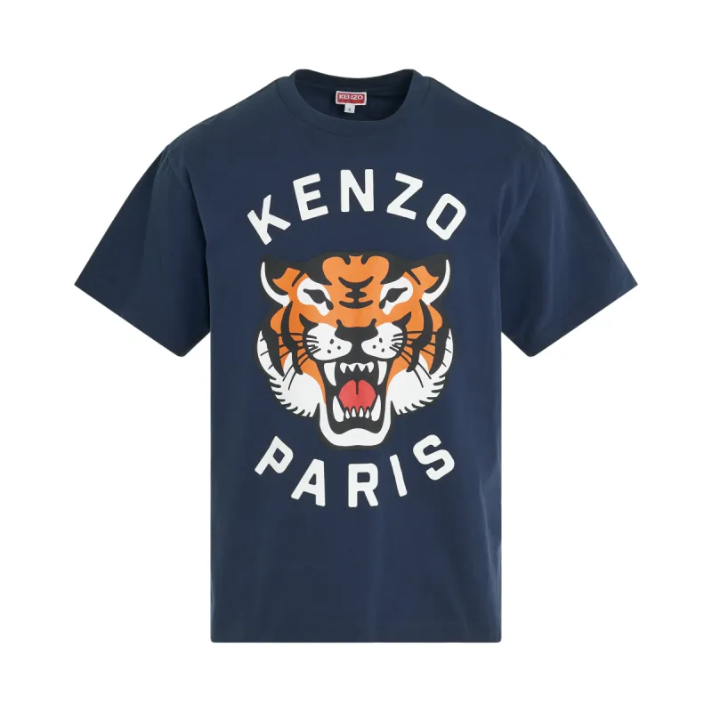 Lucky Tiger Oversized T-Shirt in Midnight Blue sold by MARAIS