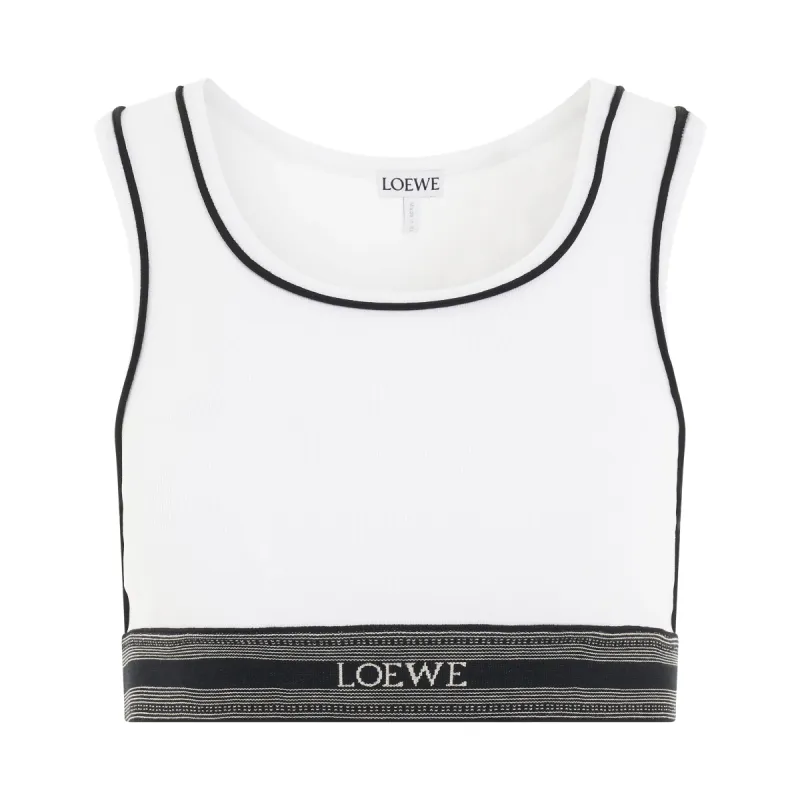 Logo Cropped Tank Top in White sold by MARAIS