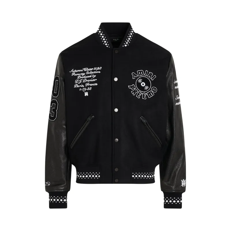 Dj Preemo Varsity Jacket in Black sold by MARAIS