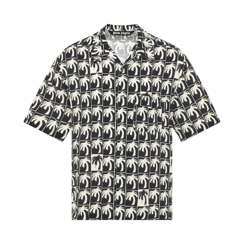 Dripping Palms Bowling Shirt in Black/Off White sold by MARAIS