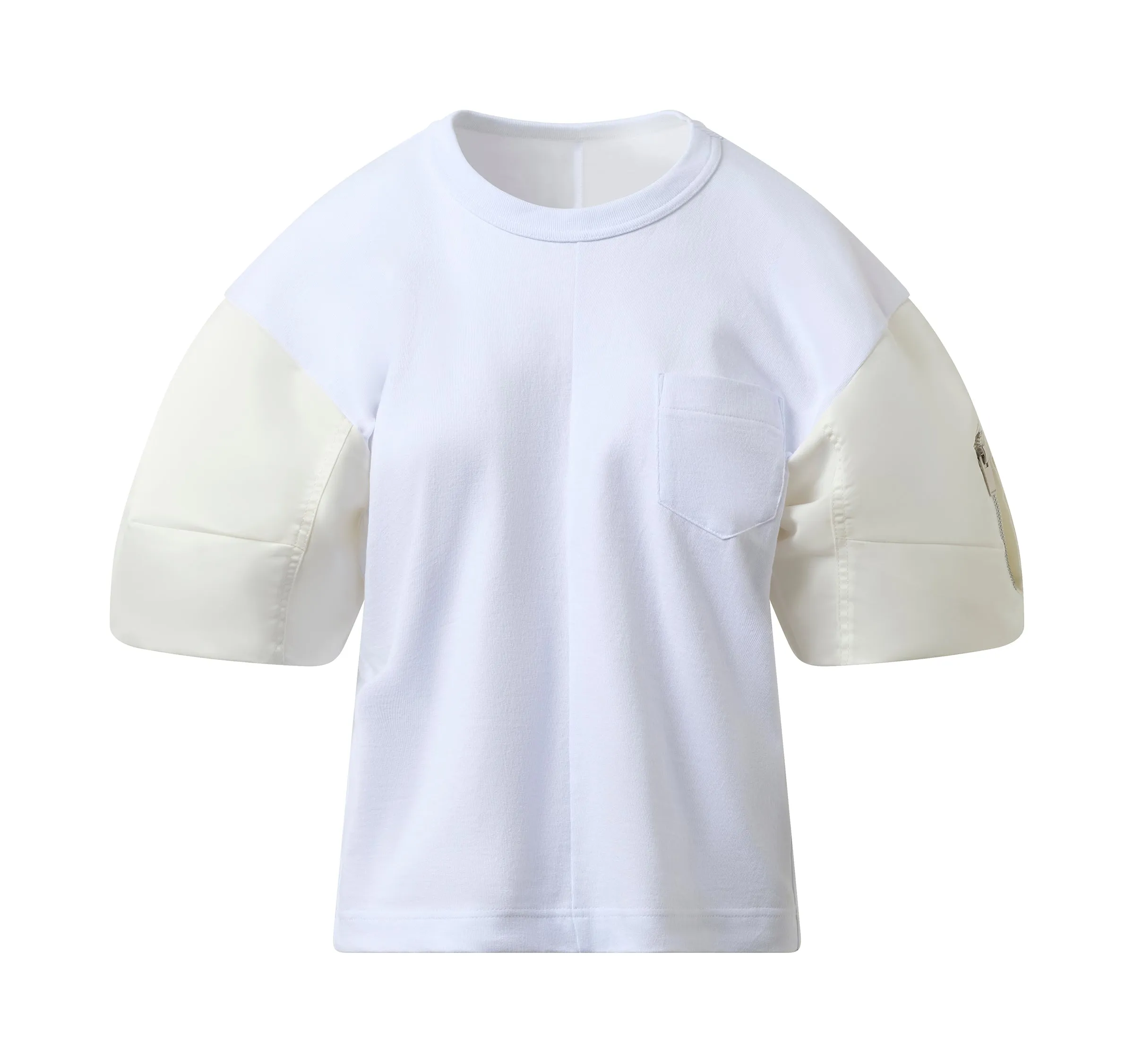 Nylon Twill Cotton Jersey T-Shirt in Off White sold by MARAIS product image thumbnail 2