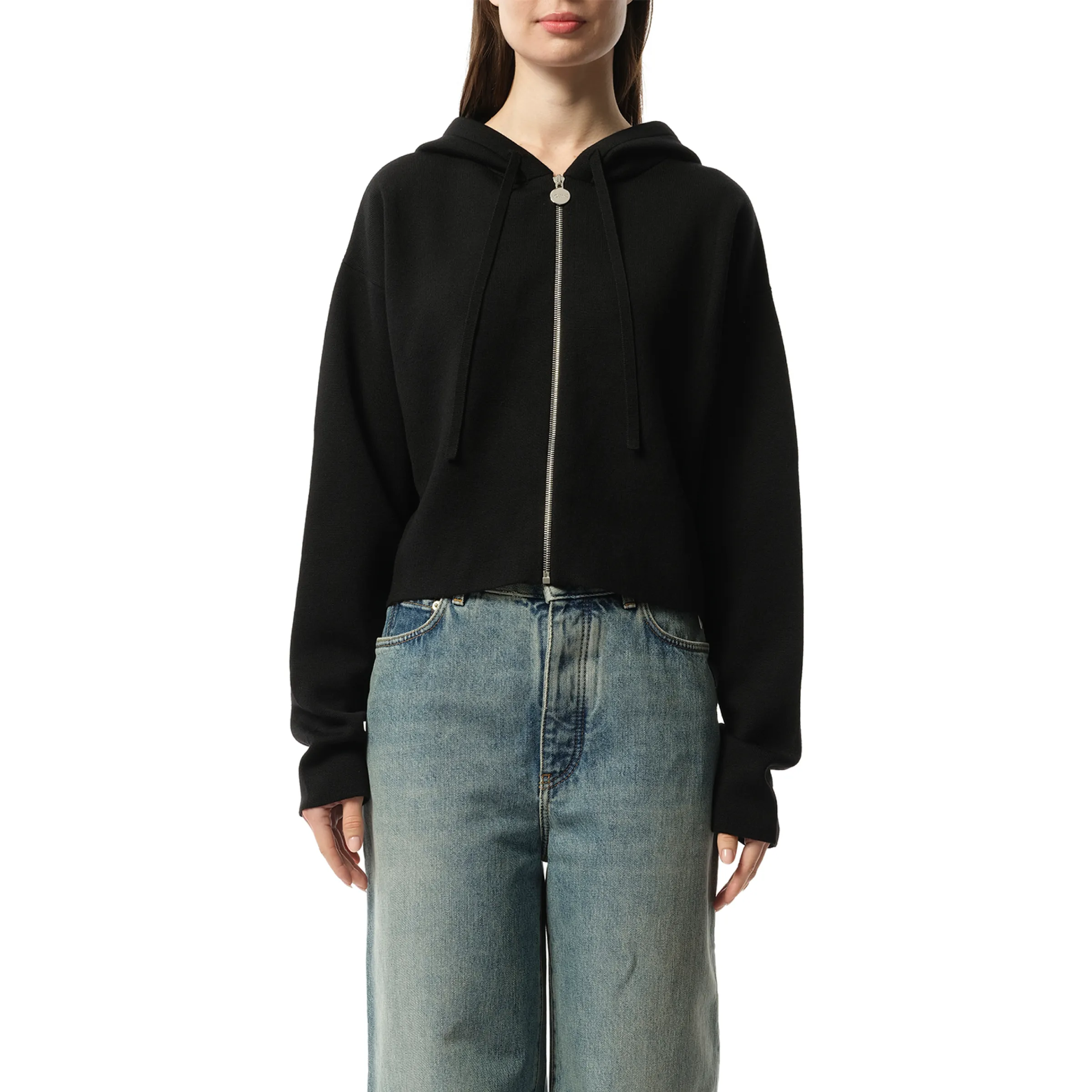 Anagram Zip-Up Hoodie in Black sold by MARAIS