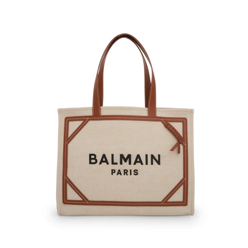 B-Army Canvas & Logo Midium Shopper Bag in Natural/Brown sold by MARAIS