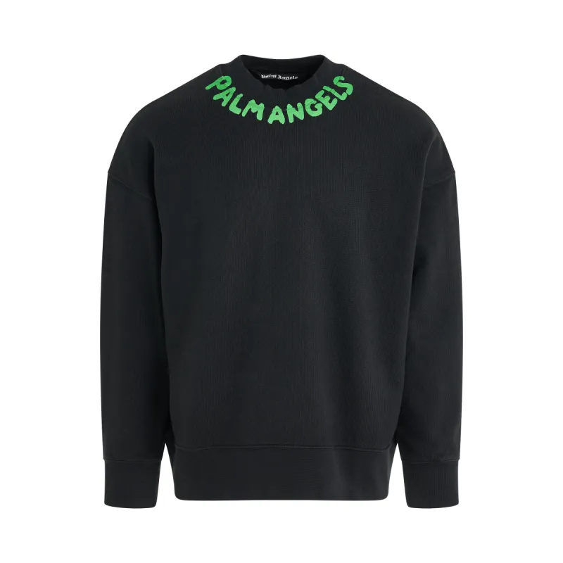 Seasonal Logo Crewneck Sweater in Black/Green made by MARAIS
