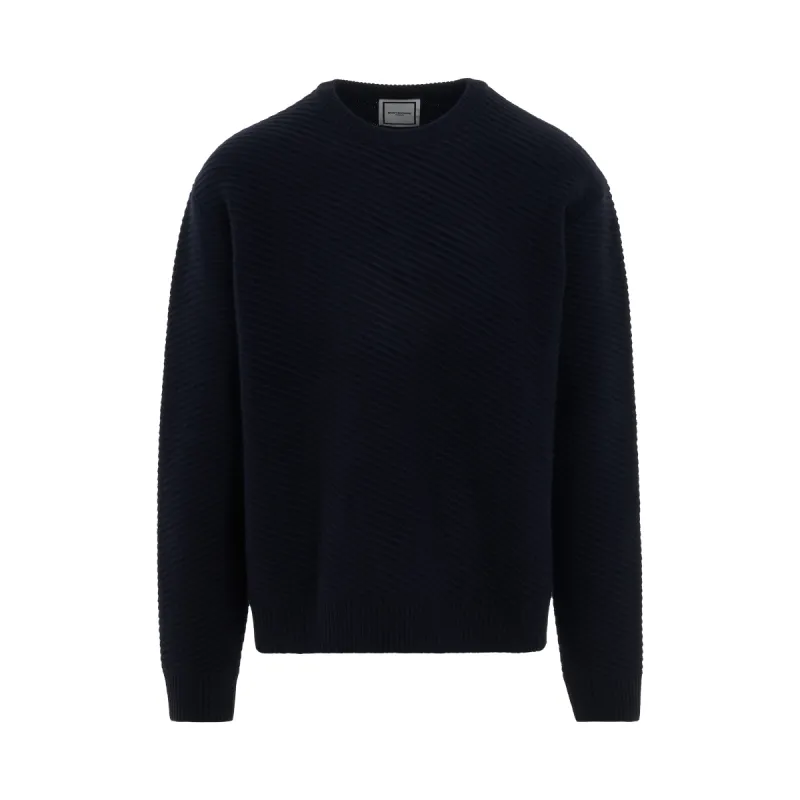 Diagonal Weave Sweater in Navy sold by MARAIS