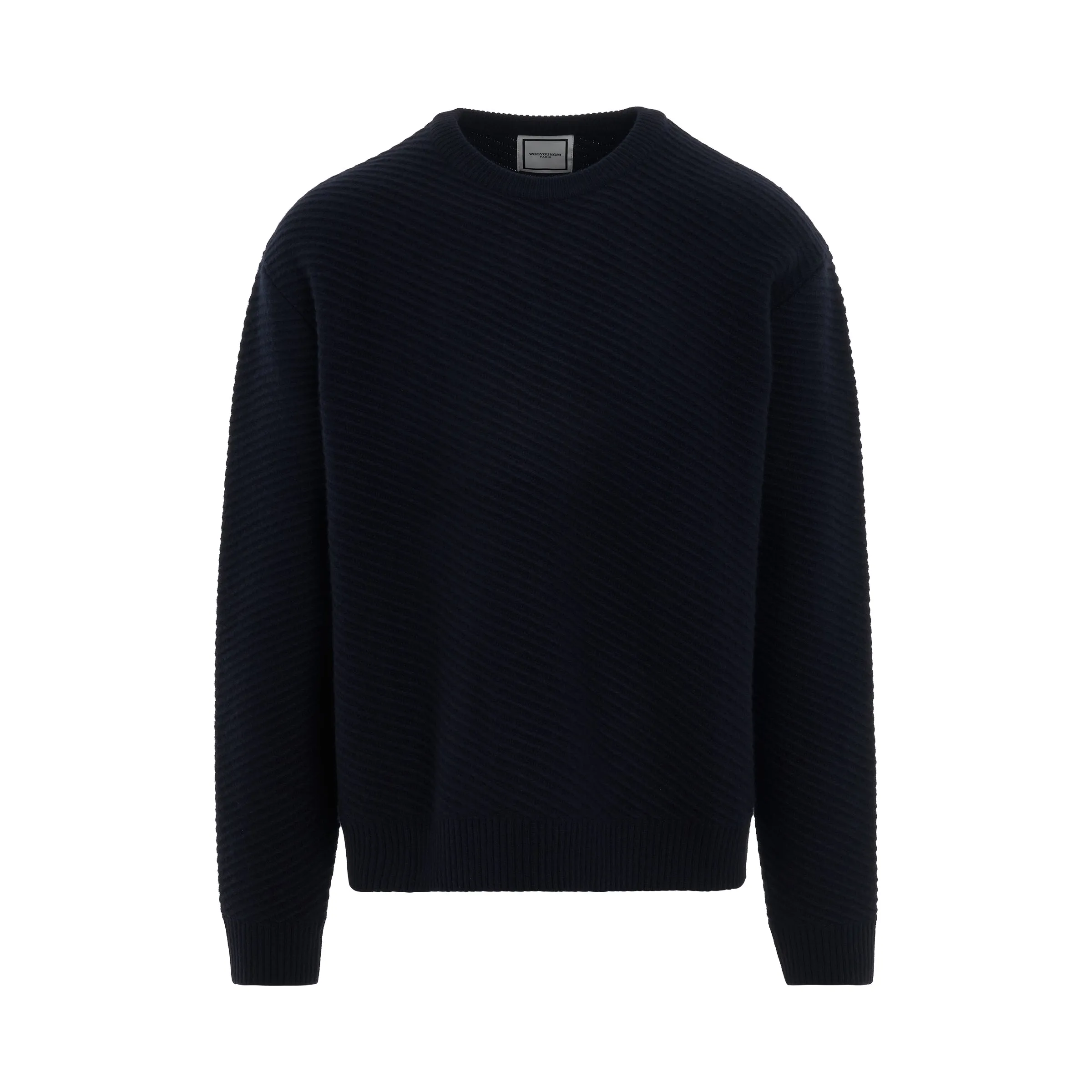 Diagonal Weave Sweater in Navy sold by MARAIS