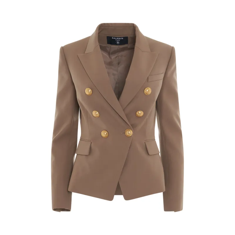 6 Button Grain De Poudre Jacket in Sand sold by MARAIS