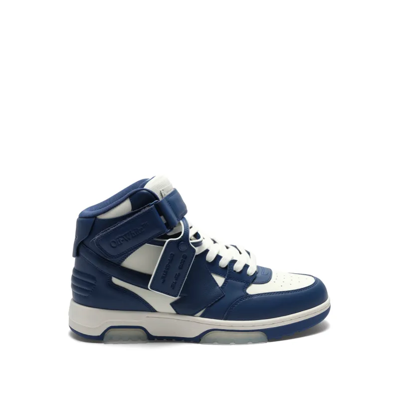 Out of Office Mid Top Leather Sneaker in White/Royal Blue sold by MARAIS