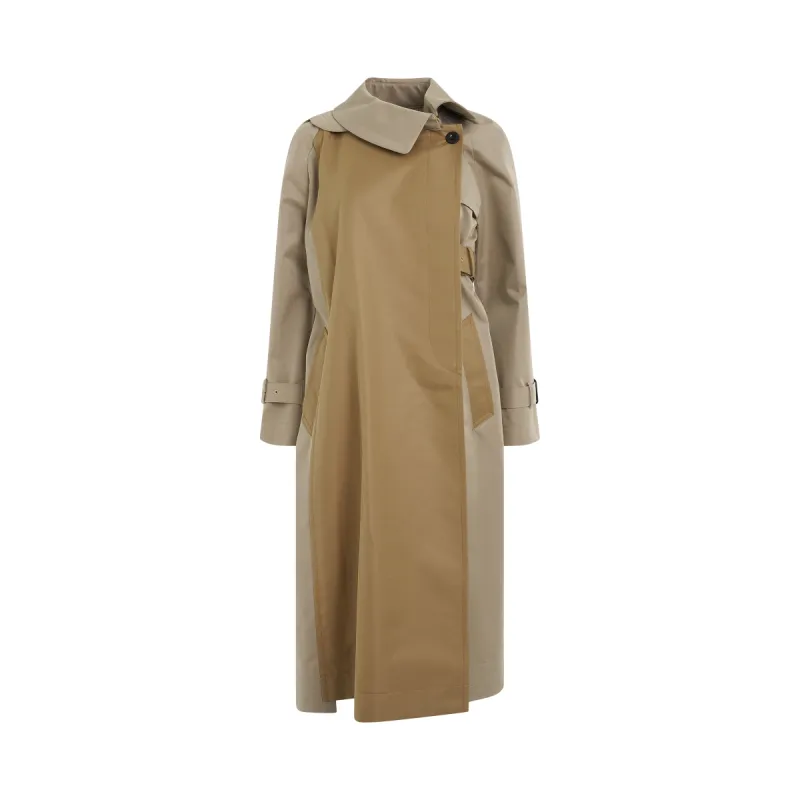 Panelled Cotton Gabardine Coat in Beige sold by MARAIS
