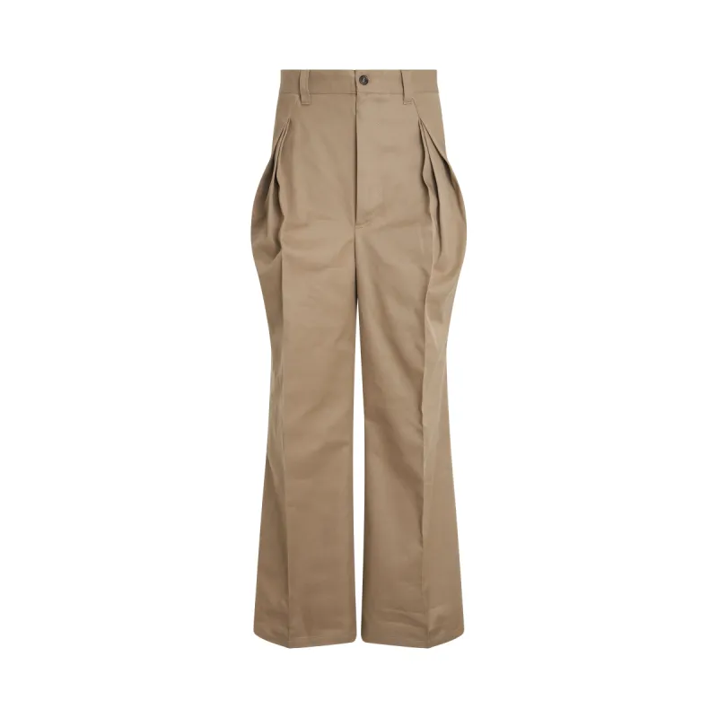 Pleat Details Pants in Beige sold by MARAIS
