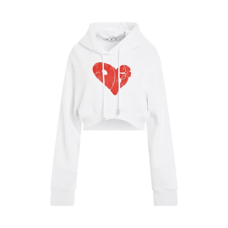 Crack Off Heart Crop Hoodie in White/Red sold by MARAIS