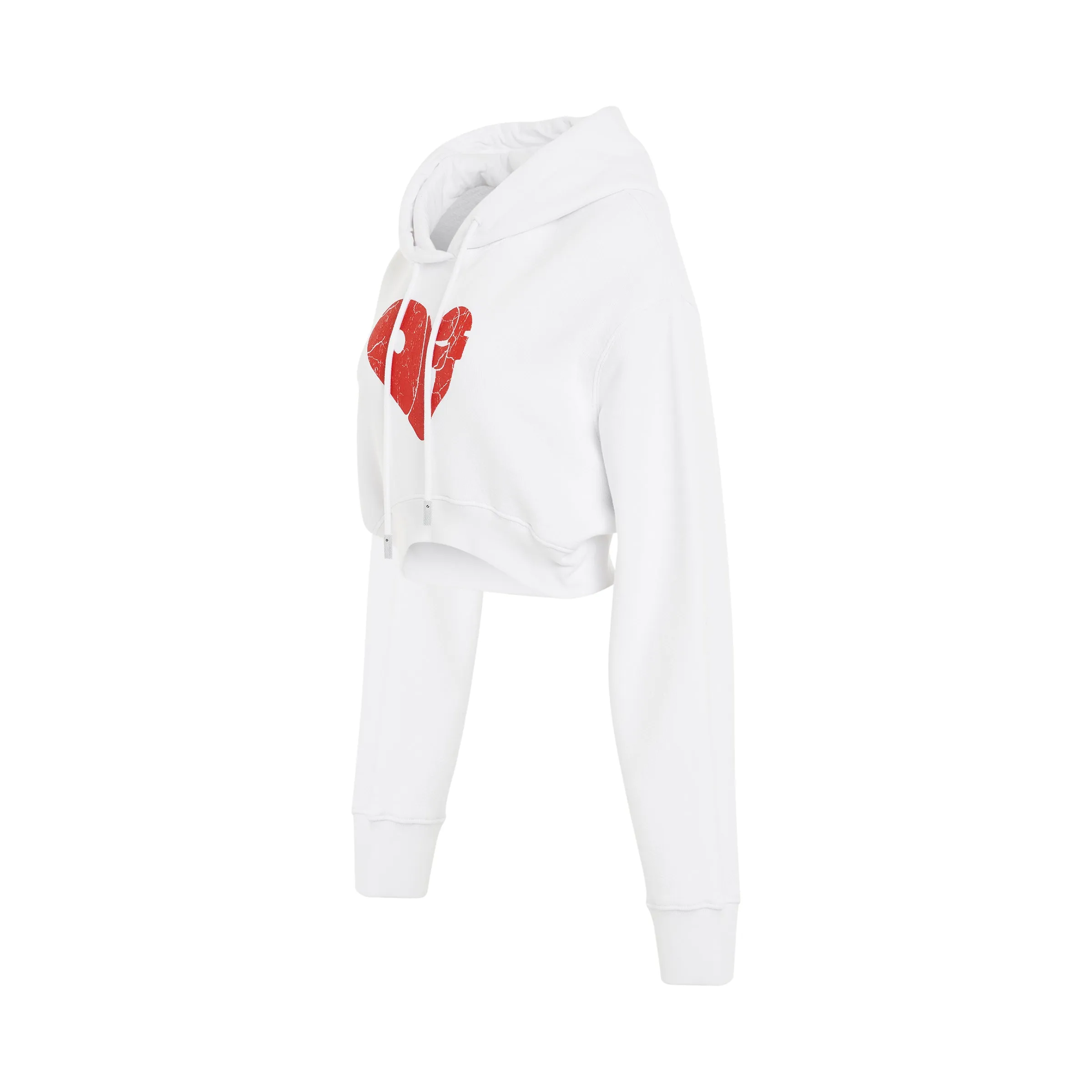 Crack Off Heart Crop Hoodie in White/Red sold by MARAIS product image thumbnail 2