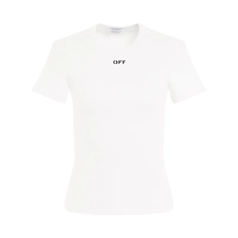 Off Stamp Rib Basic T-Shirt in White sold by MARAIS