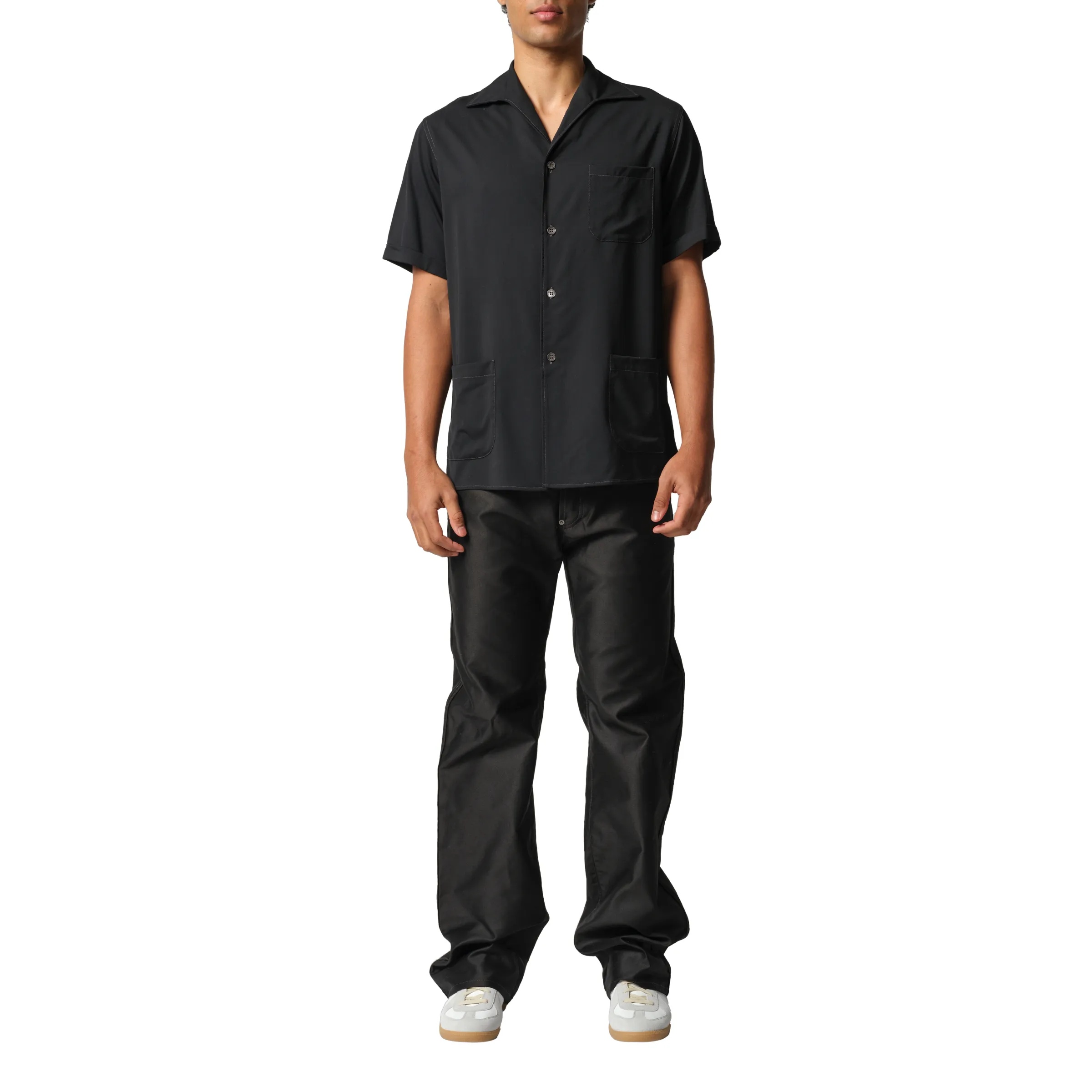 Fine Wool Short-sleeved Shirt in Black sold by MARAIS product image thumbnail 4