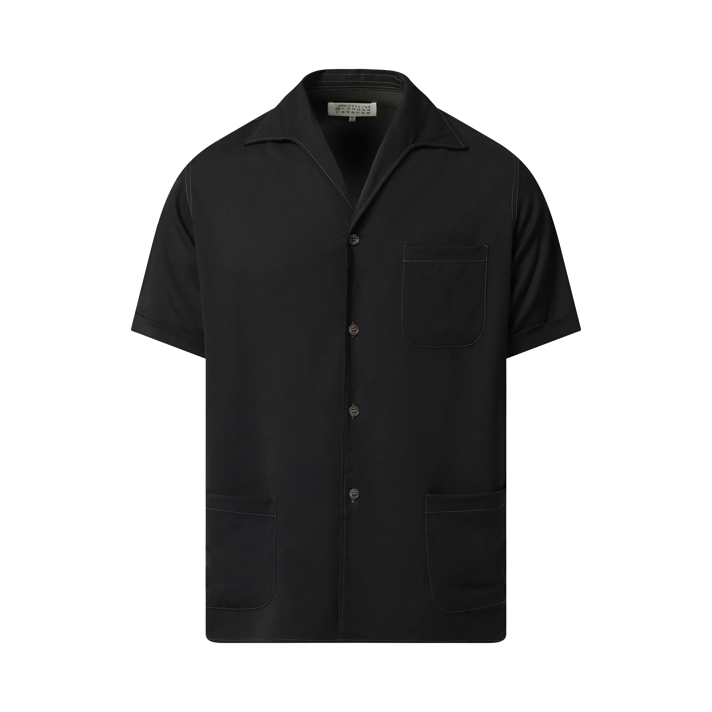 Fine Wool Short-sleeved Shirt in Black sold by MARAIS product image thumbnail 2