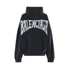 Handwritten Logo Round Hoodie in Faded Black/White sold by MARAIS