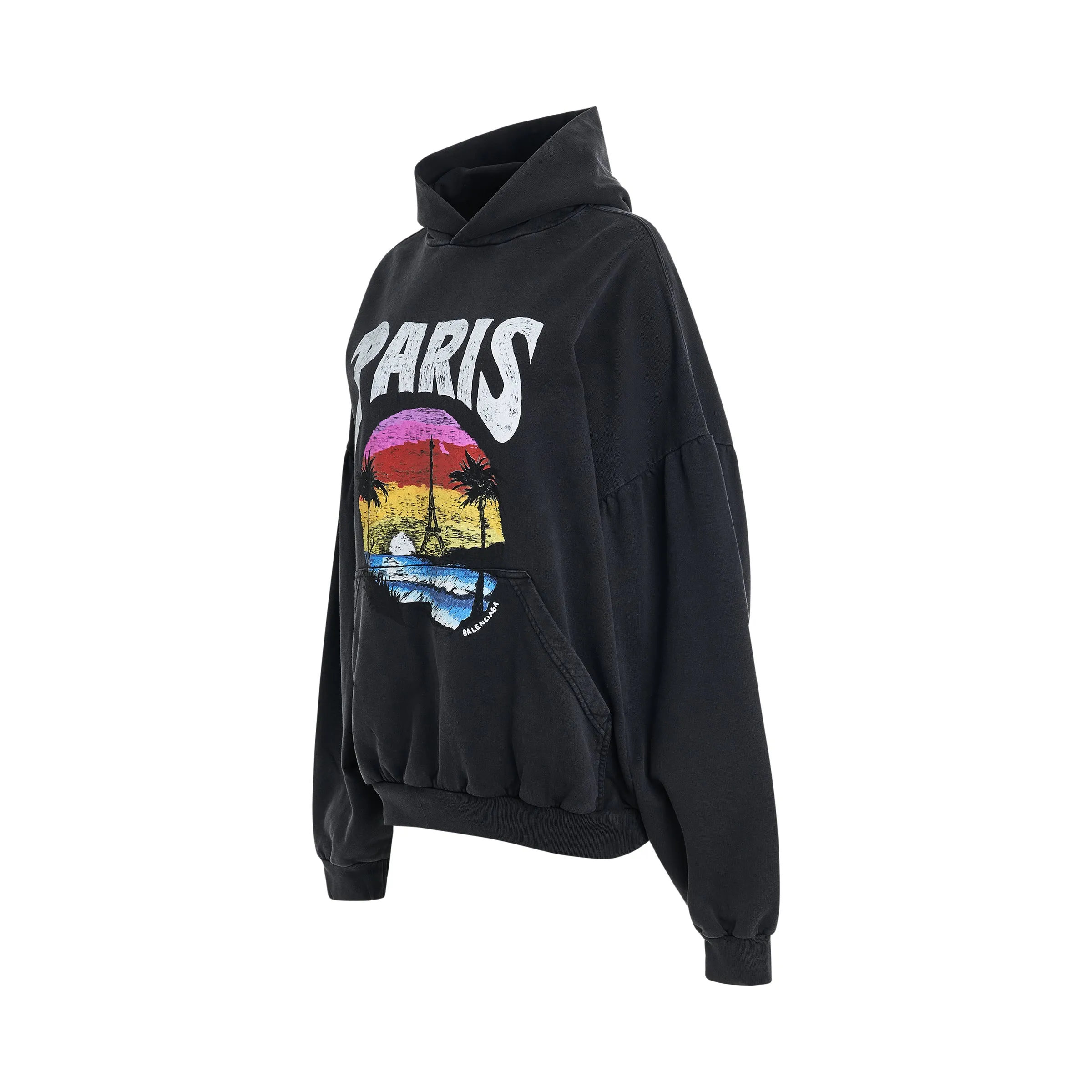Handwritten Logo Round Hoodie in Faded Black/White sold by MARAIS product image thumbnail 2