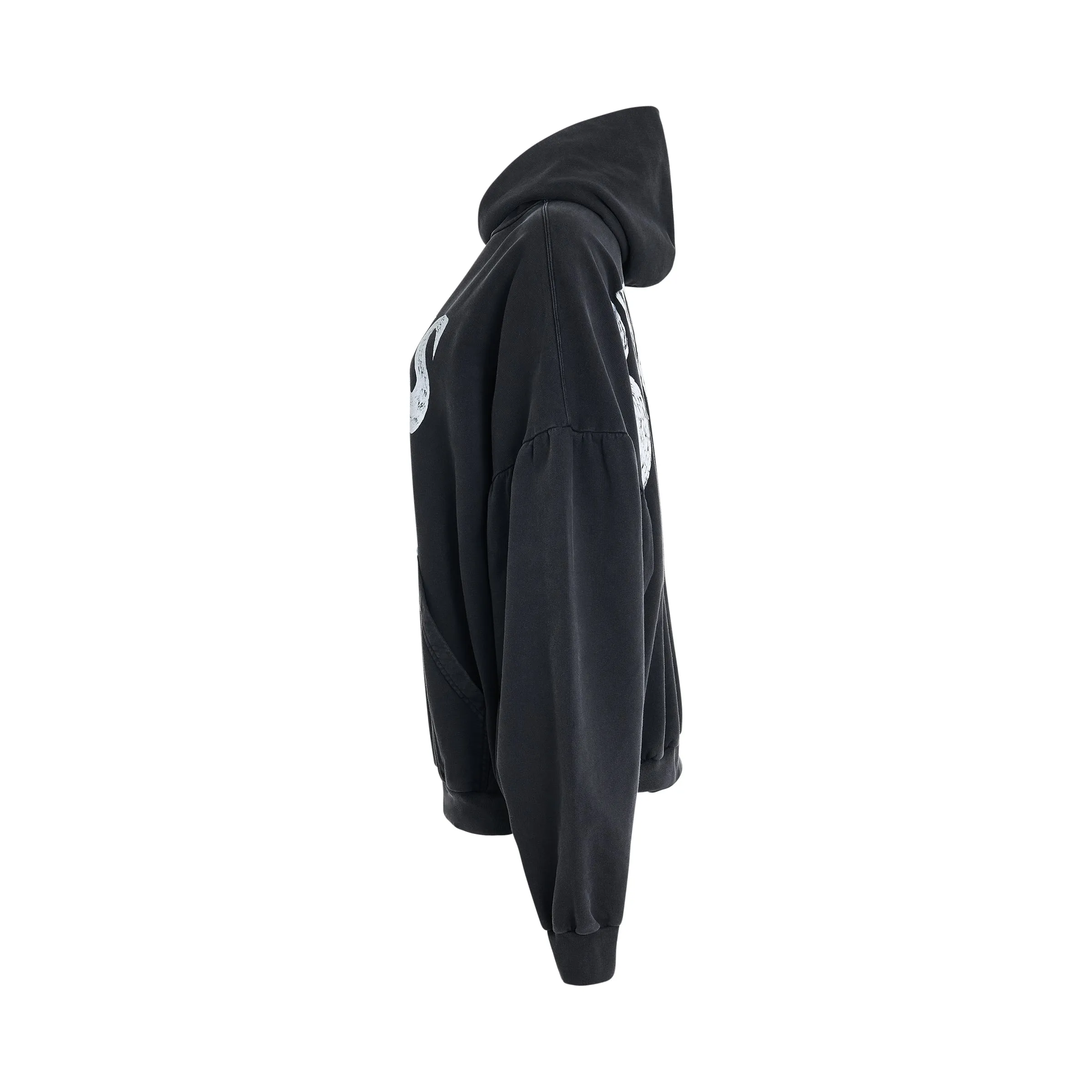 Handwritten Logo Round Hoodie in Faded Black/White sold by MARAIS product image thumbnail 3
