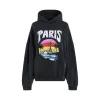 Handwritten Logo Round Hoodie in Faded Black/White sold by MARAIS