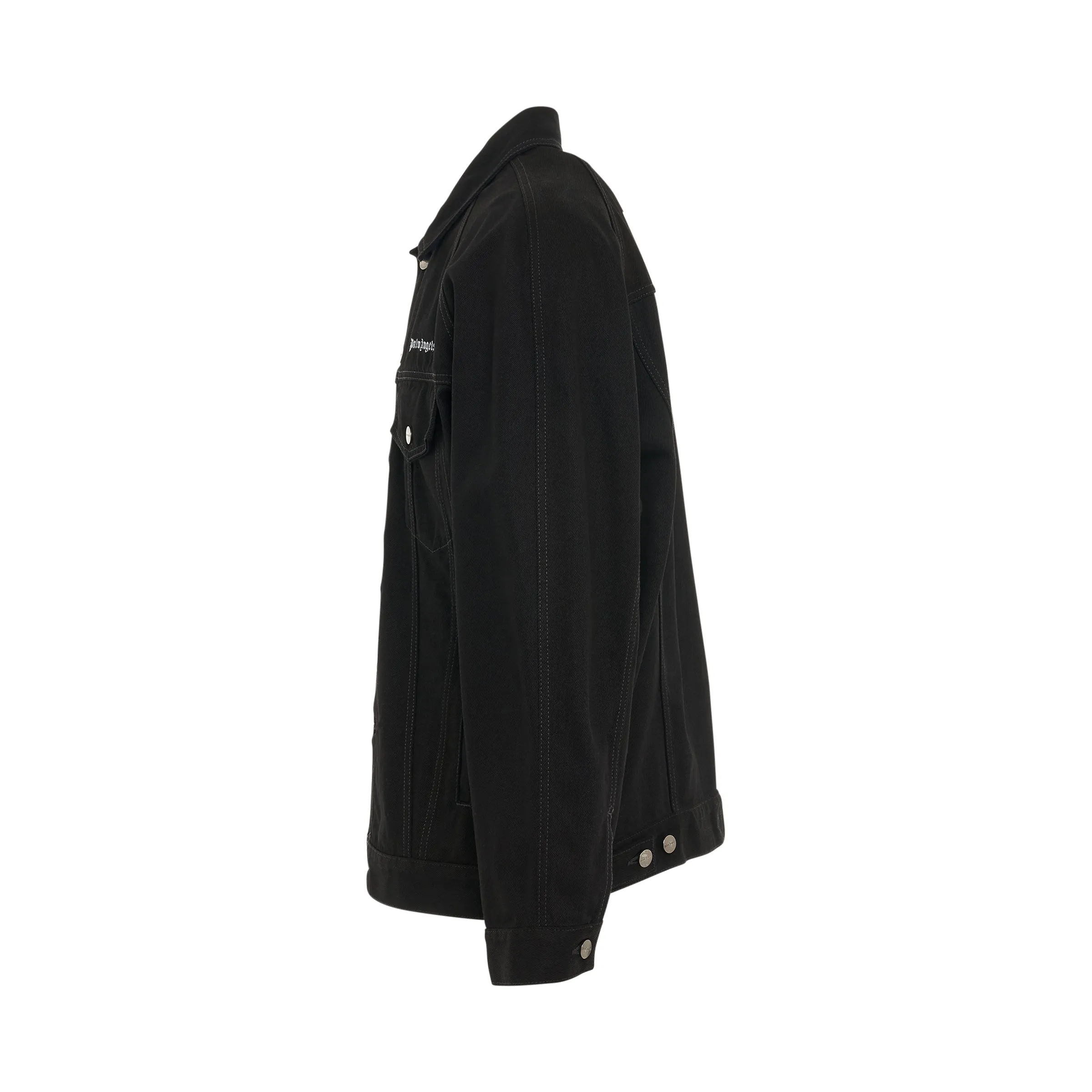 Logo Embroidered Denim Jacket in Black/White sold by MARAIS product image thumbnail 3