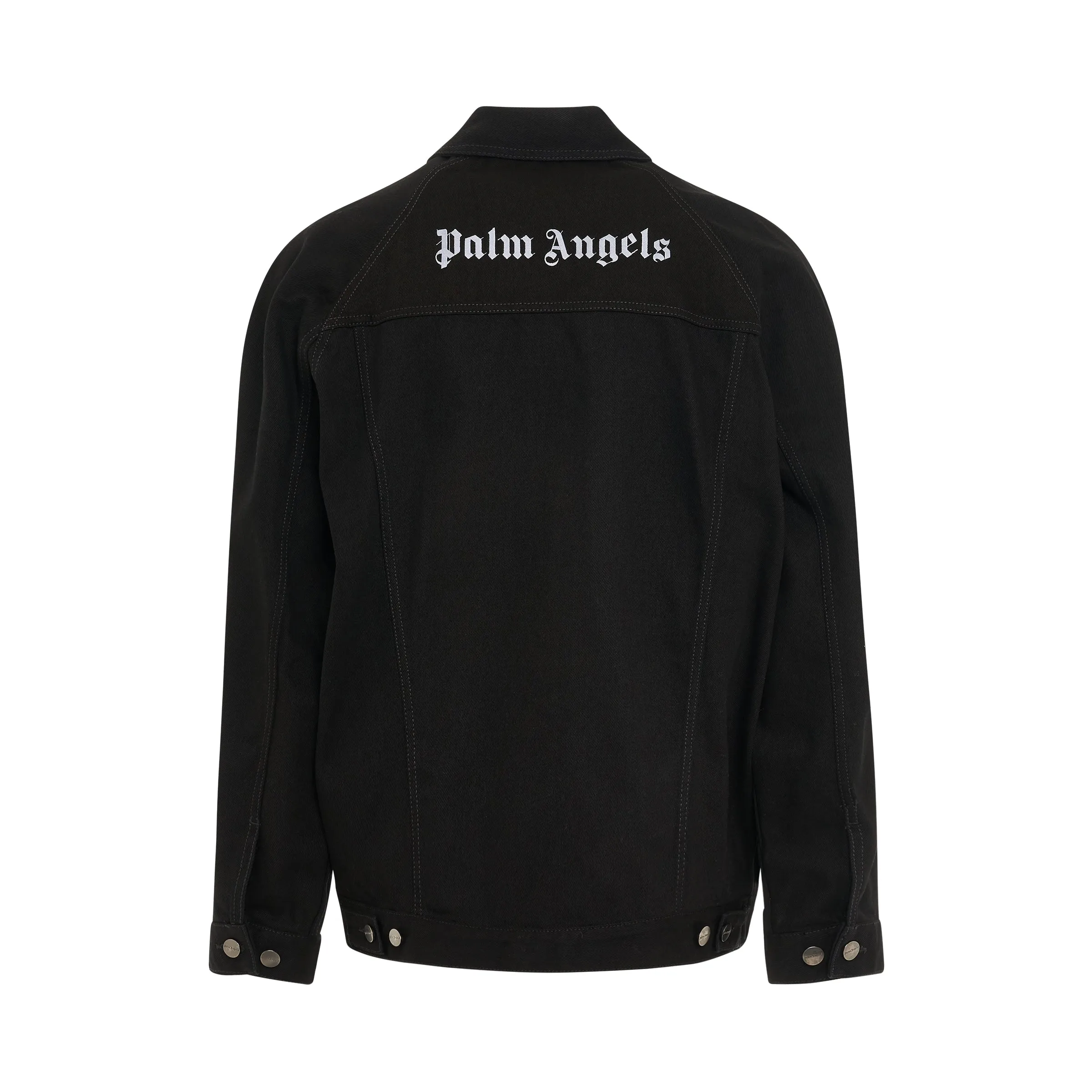 Logo Embroidered Denim Jacket in Black/White sold by MARAIS product image thumbnail 4