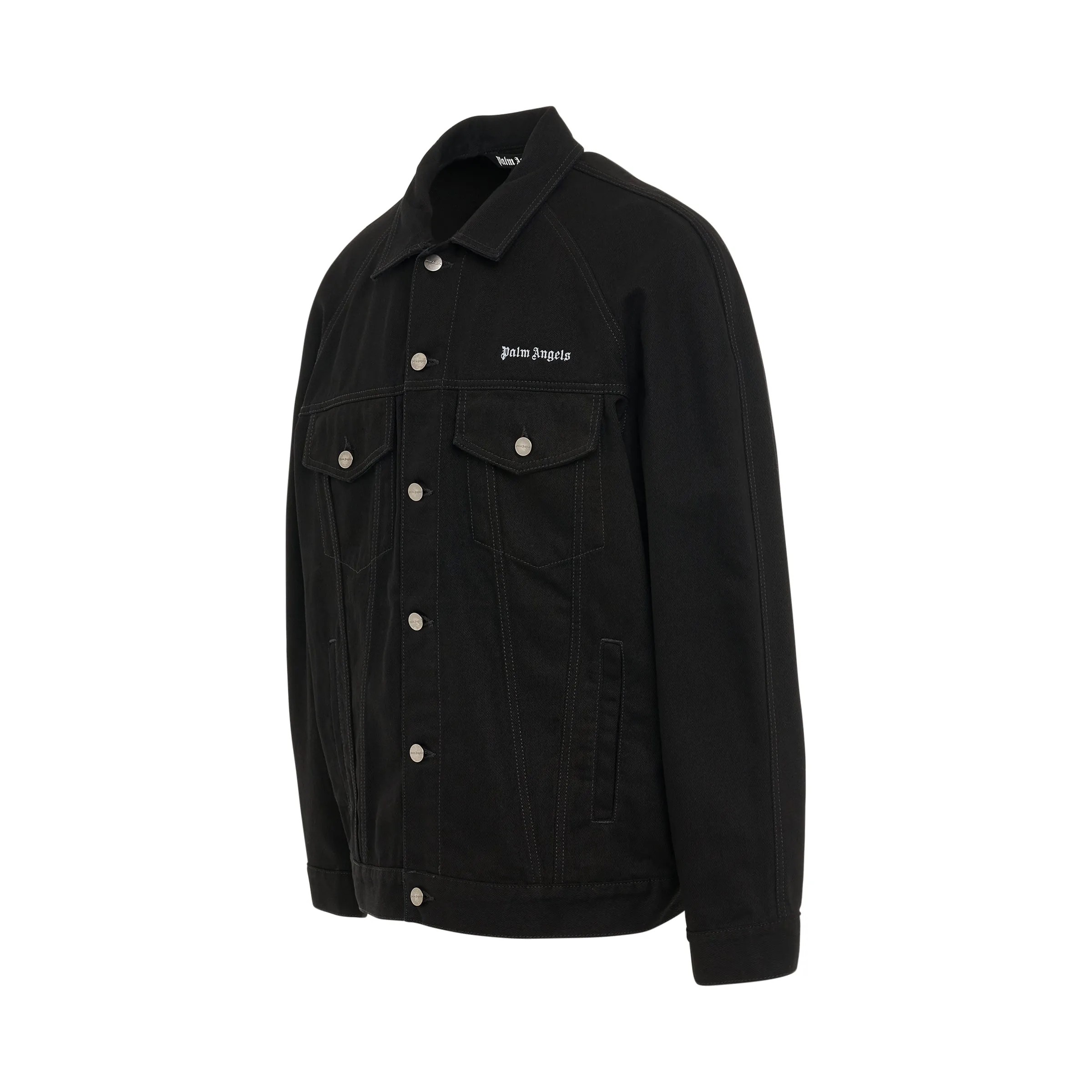 Logo Embroidered Denim Jacket in Black/White sold by MARAIS product image thumbnail 2