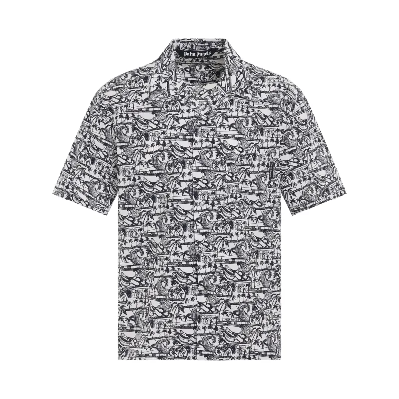 Waves Bowling Shirt in White/Black sold by MARAIS