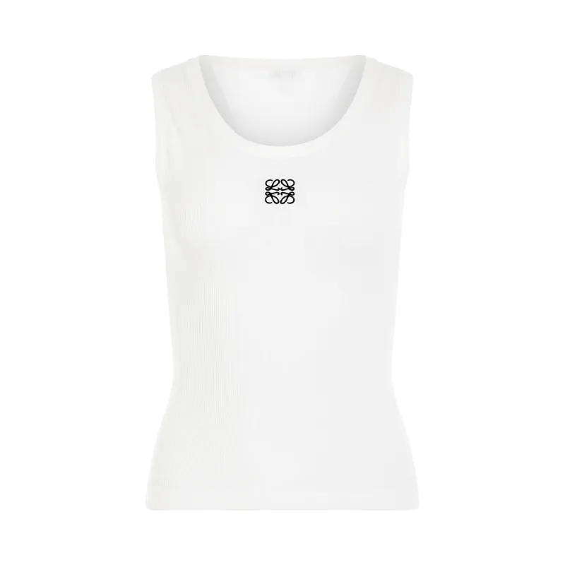 Anagram Embroidered Tank Top in White sold by MARAIS