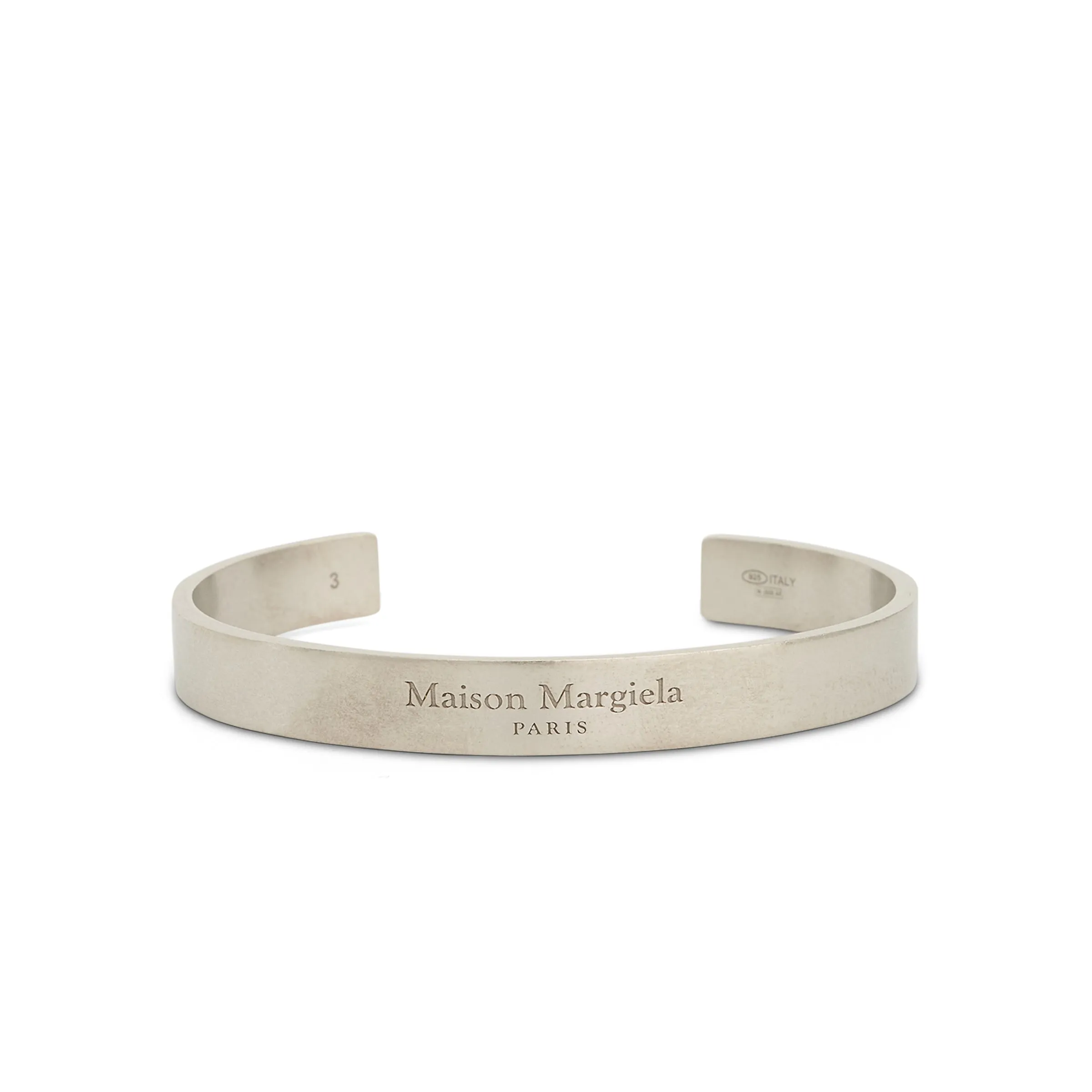 Large Margiela Logo Cuff Bracelet in Silver sold by MARAIS