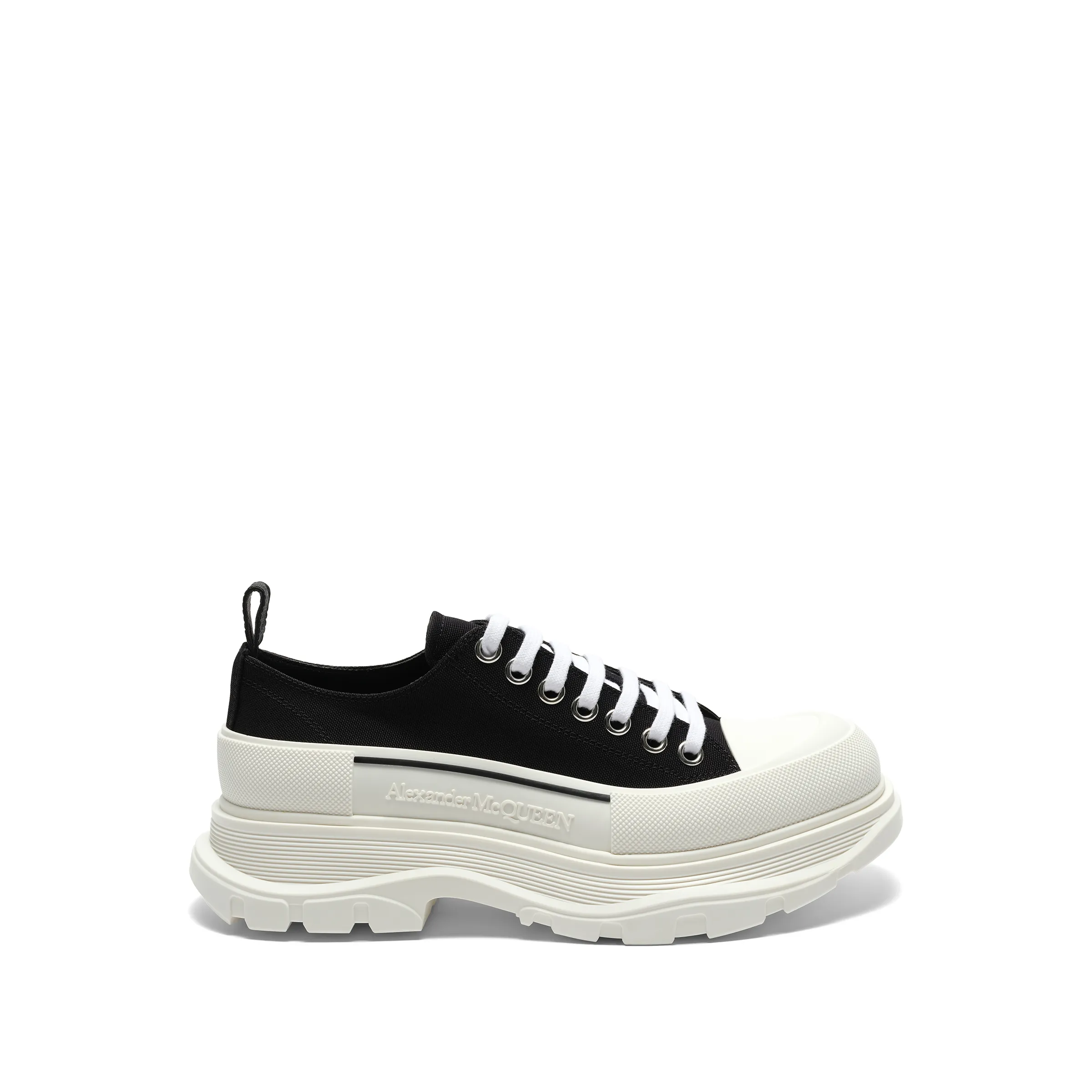 Tread Slick Canvas Lace-Up Shoes in Black/White sold by MARAIS