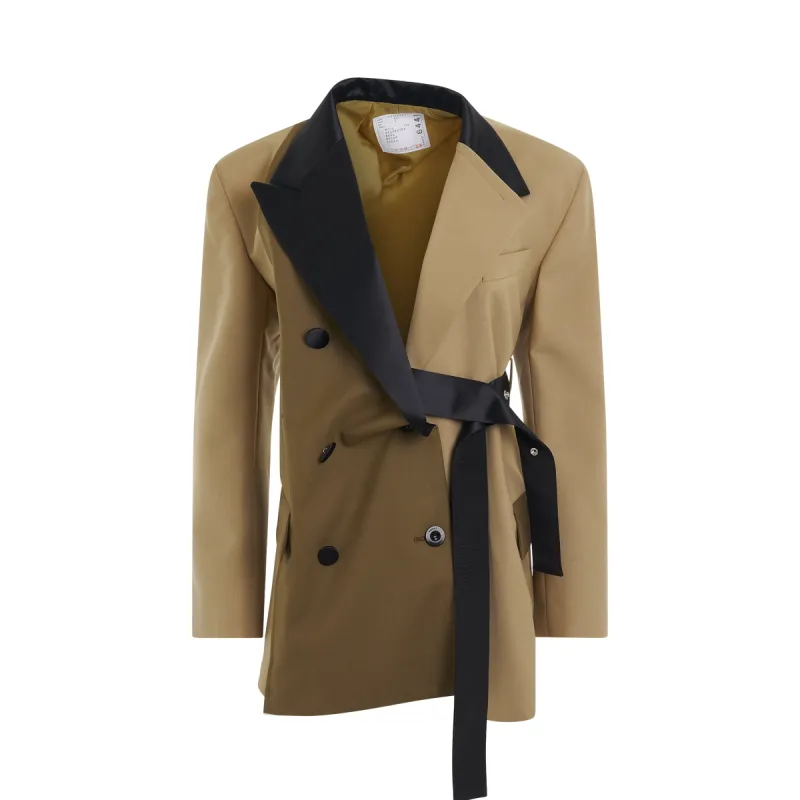 Belted Suiting Jacket in Beige sold by MARAIS