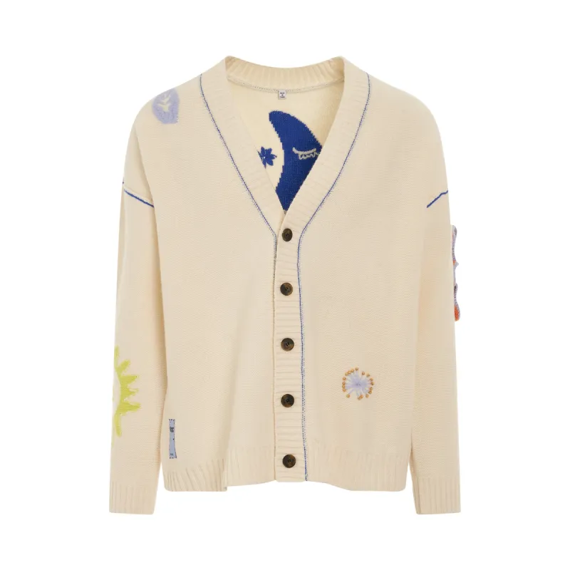 B12 Patch Oversized Knit Cardigan in Yew sold by MARAIS