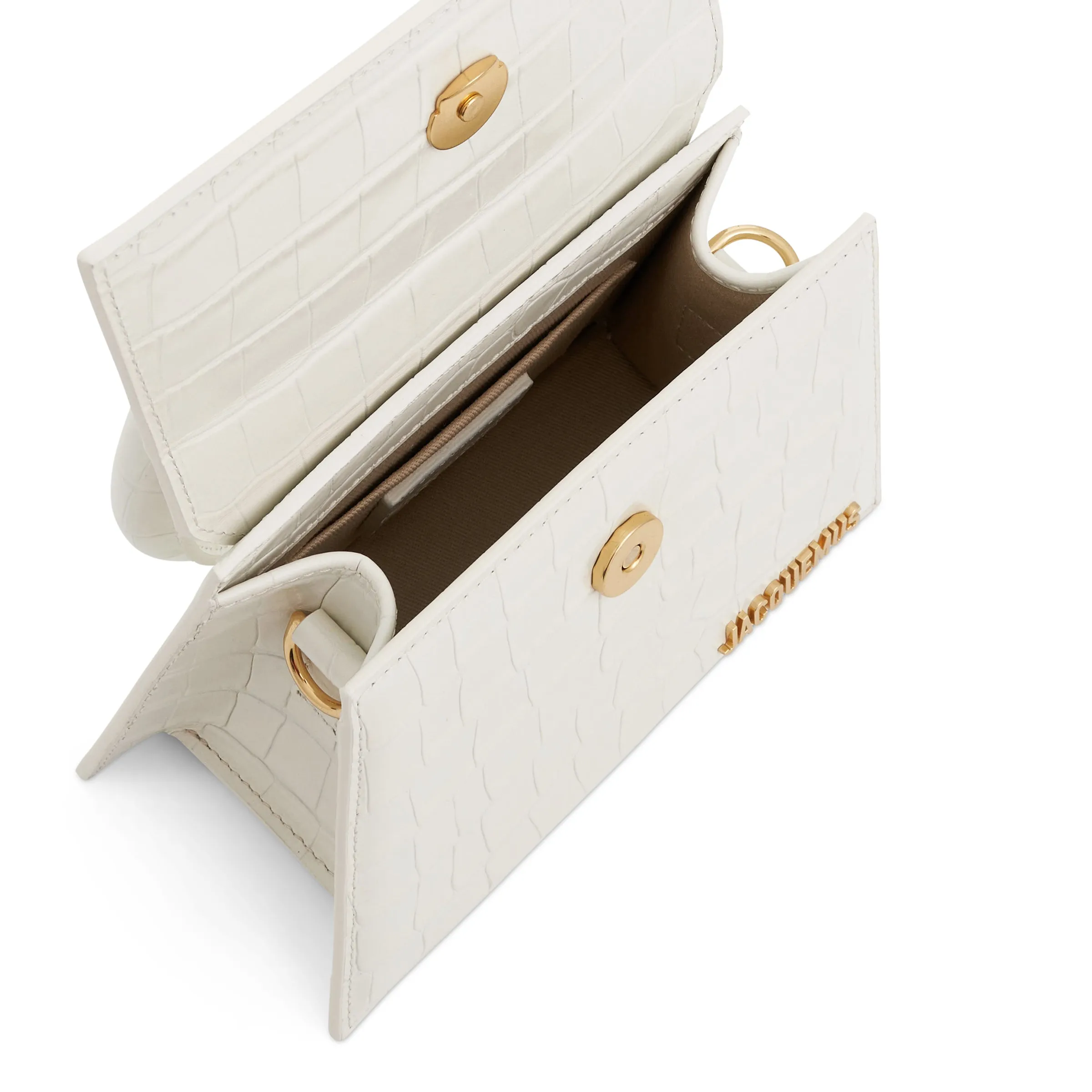 Le Chiquito Moyen Croc Embossed Leather Bag in Ivory sold by MARAIS product image thumbnail 4