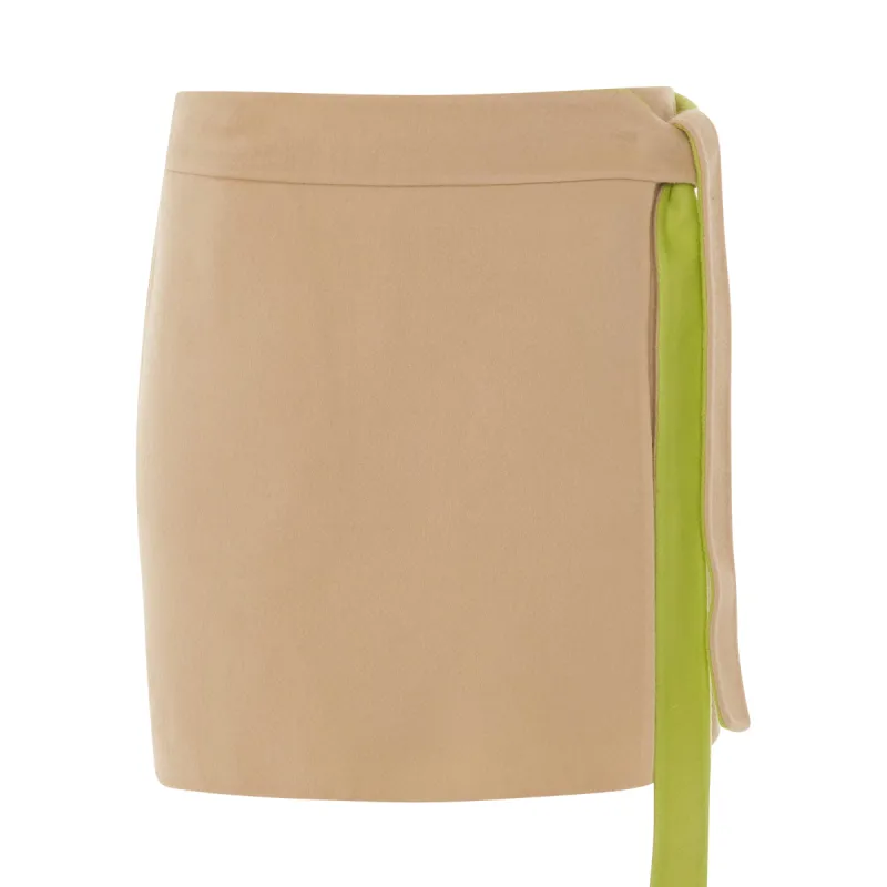 Double Wo Belt Mini Skirt in Camel/Yellow sold by MARAIS