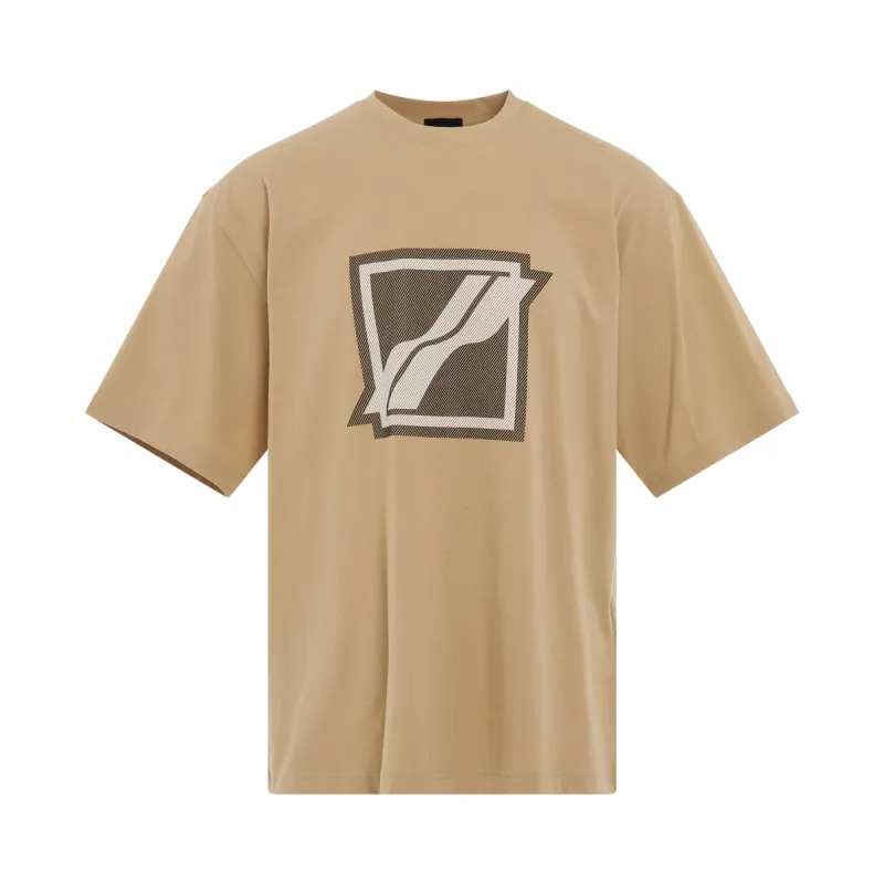 Stripe Big Logo T-Shirt in Beige sold by MARAIS