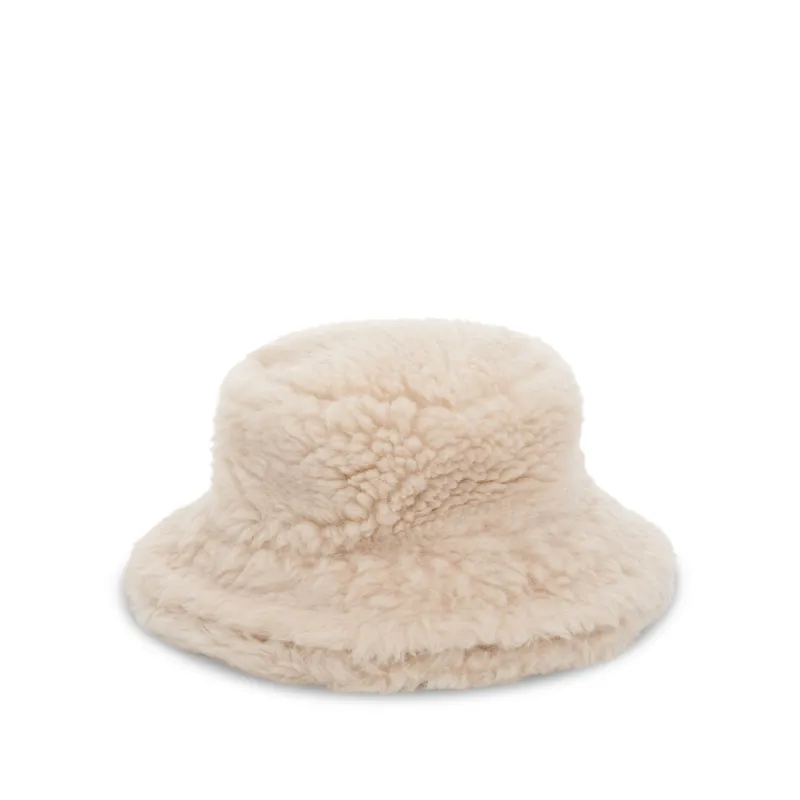 Double Brim Faux Shearling in Off White sold by MARAIS