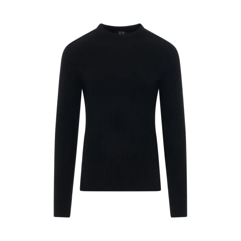 Fisherman Round Neck Knit Sweater in Black sold by MARAIS