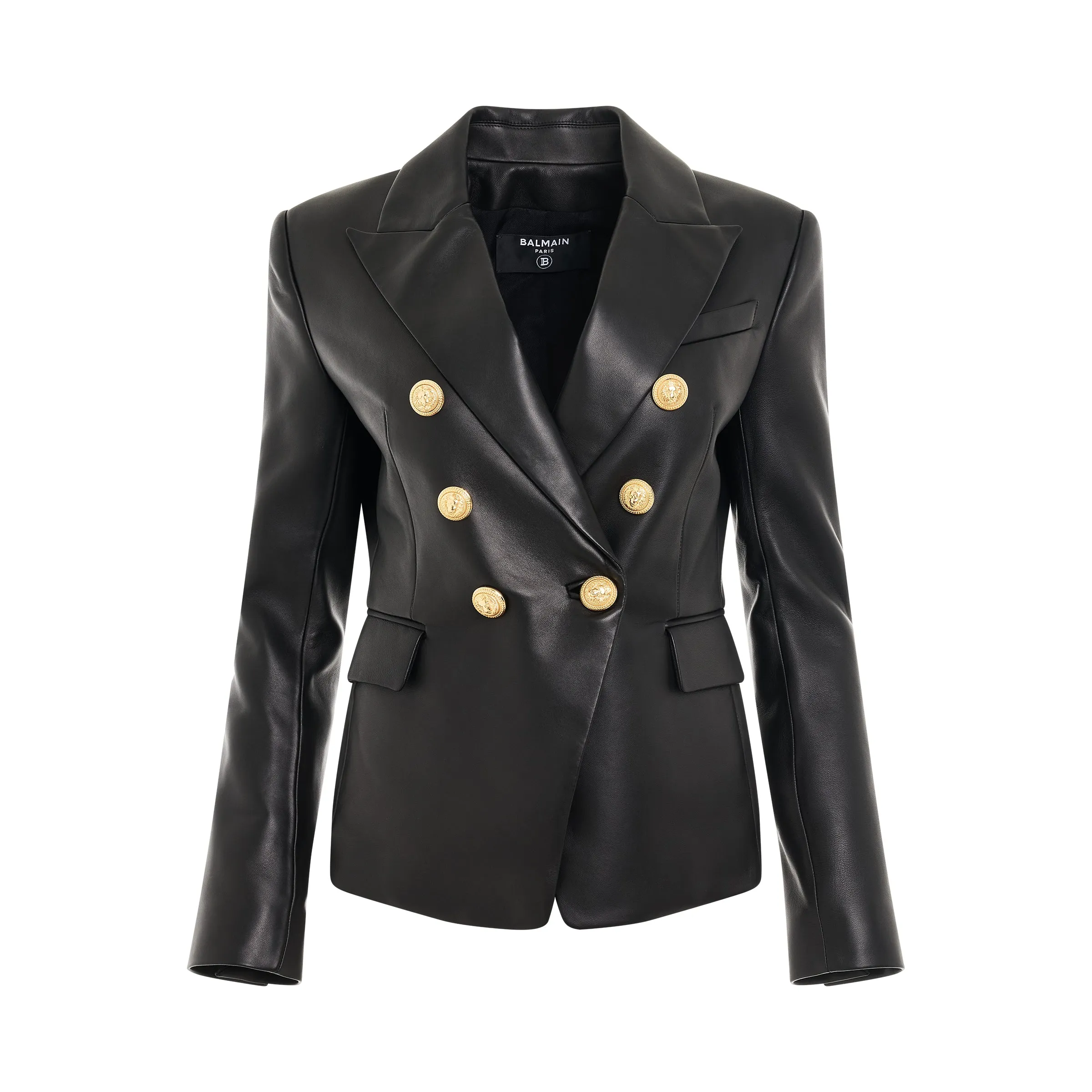 6 Buttons Leather Jacket in Black sold by MARAIS