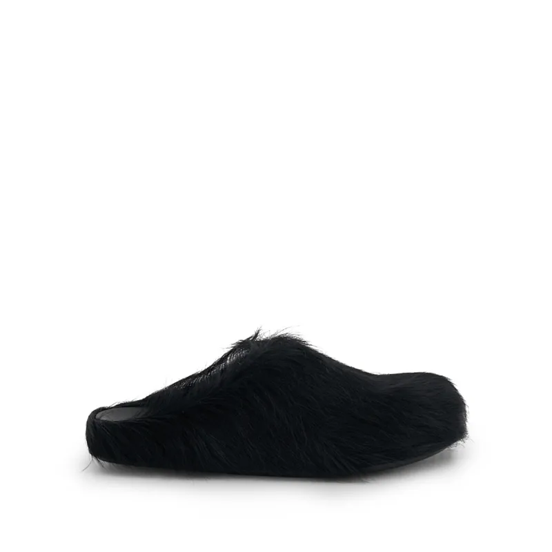 Fussbett Long Hair Calfskin Sabot in Black made by Marni