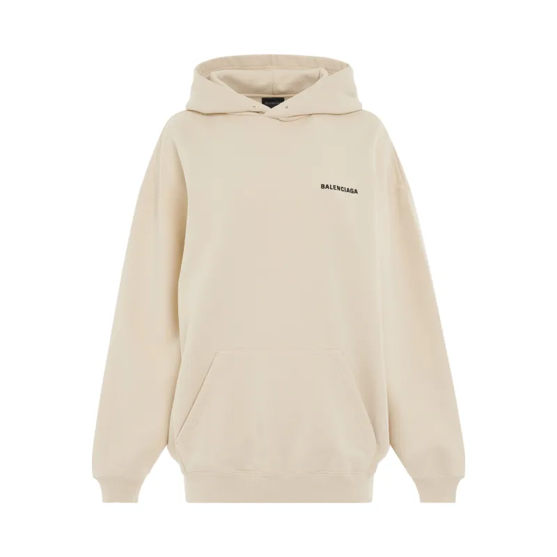 Fleece Back Logo Medium Fit Hoodie in Cream/Black made by MARAIS