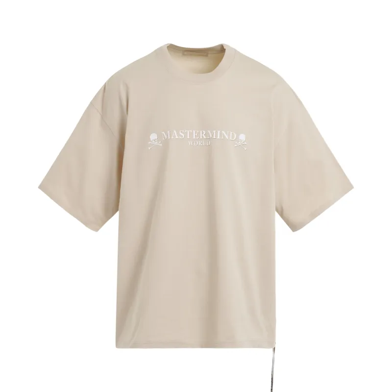 Logo and Skull Boxy Fit T-Shirt in Beige sold by MARAIS