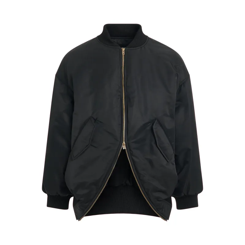 Padded Two-way Zipper Bomber Jacket in Black sold by MARAIS