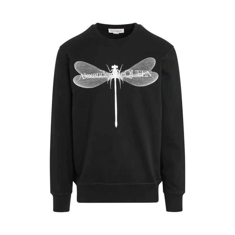 Dragonfly Print Sweatshirt in Black/White sold by MARAIS