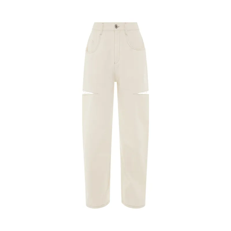 Slash Loose Fit Denim Jeans in White sold by MARAIS