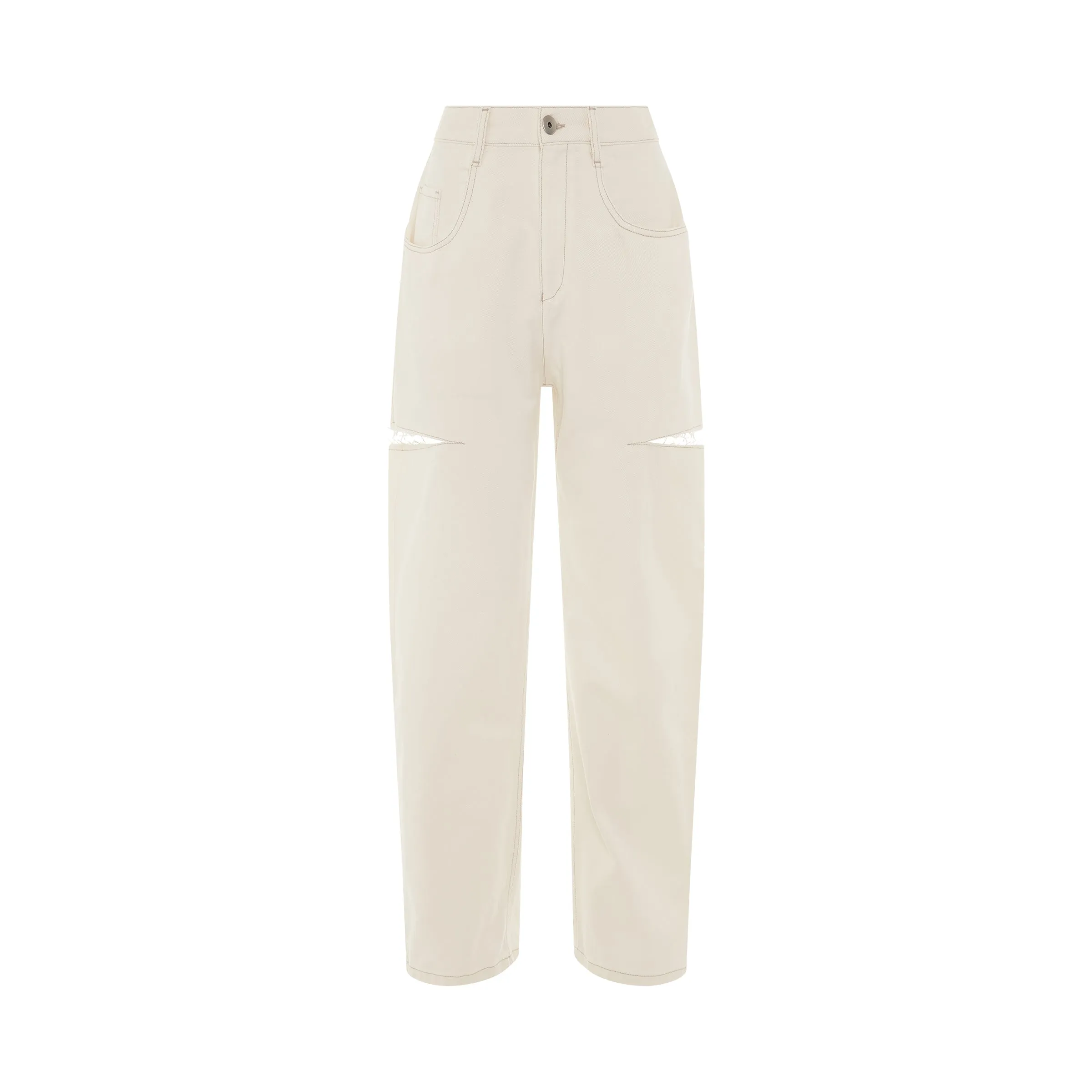 Slash Loose Fit Denim Jeans in White sold by MARAIS