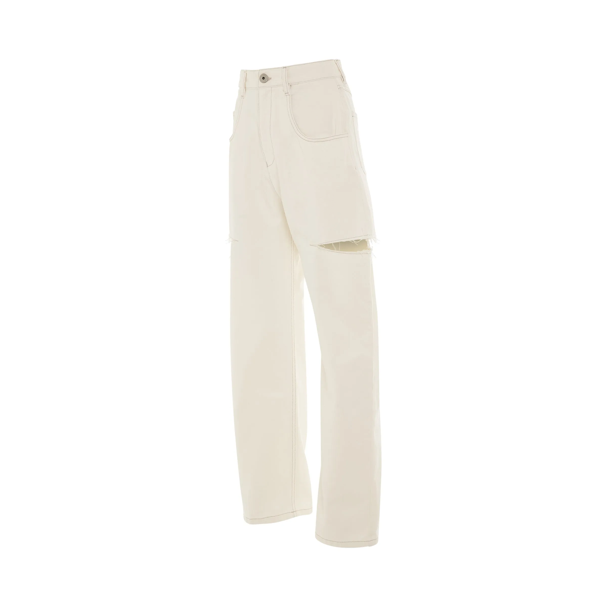 Slash Loose Fit Denim Jeans in White sold by MARAIS product image thumbnail 3