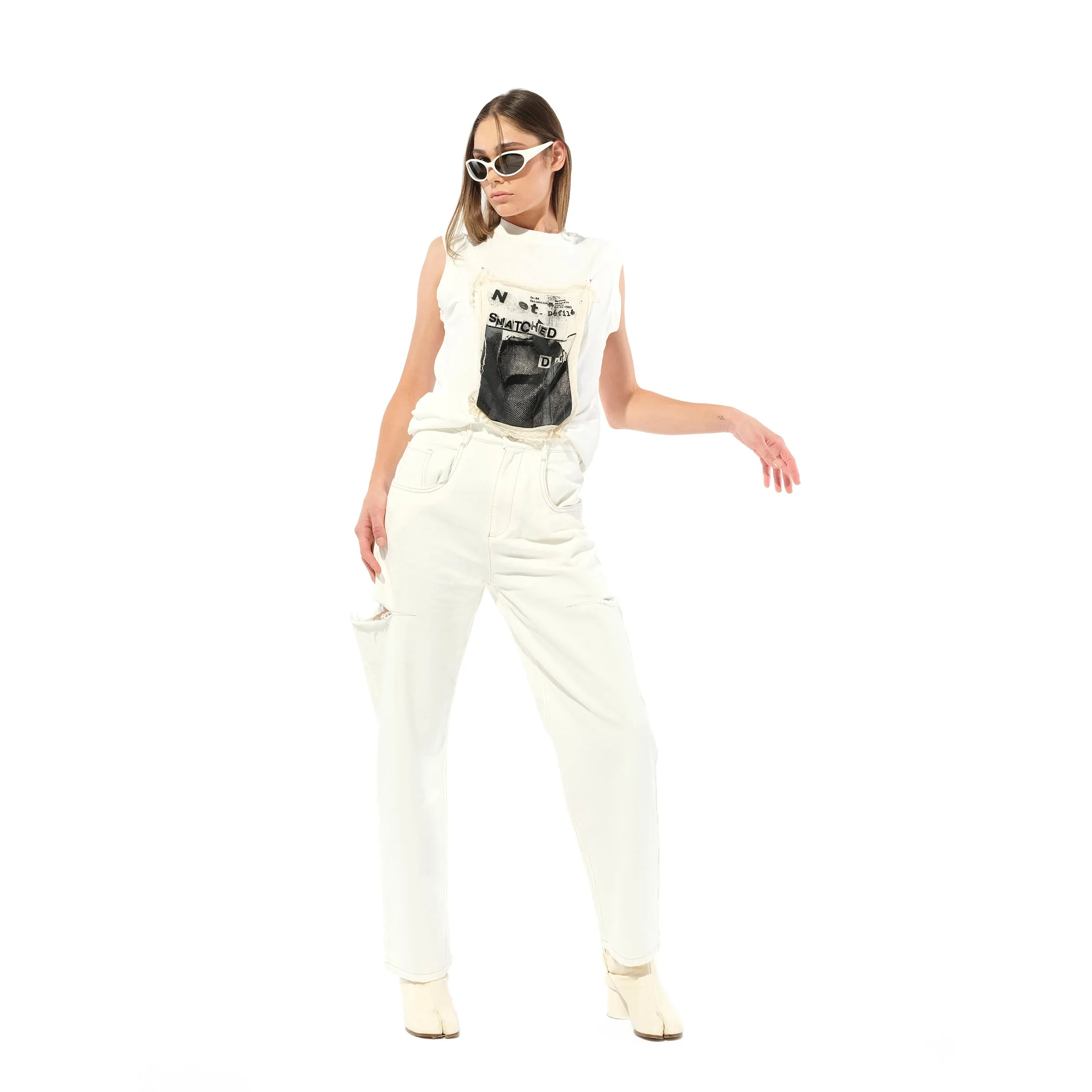 Slash Loose Fit Denim Jeans in White sold by MARAIS product image thumbnail 2